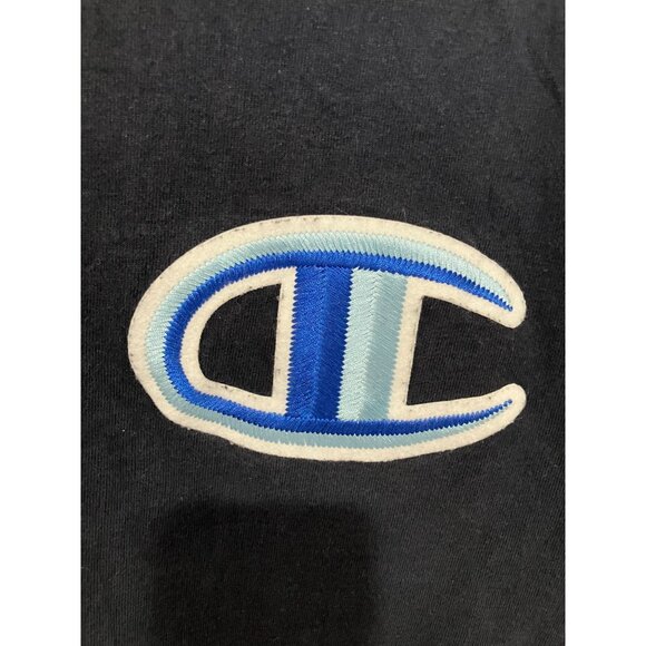 Champion Men's Vintage Embroidered Large Logo T-Shirt, Navy, Large - Picture 2 of 3